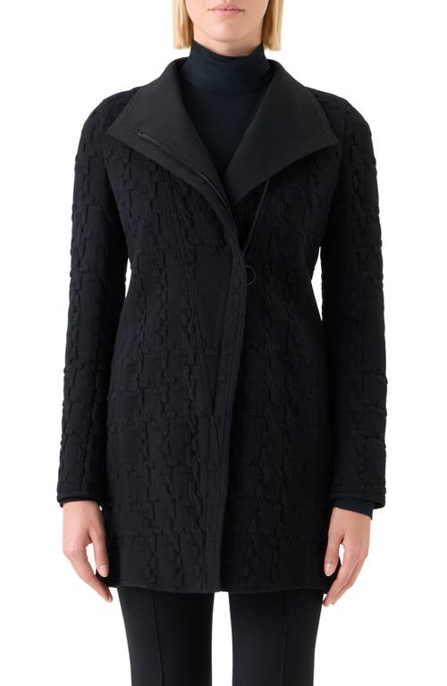 Akris Punto Houndstooth Jacquard Stretch Cotton Jersey Jacket In Black