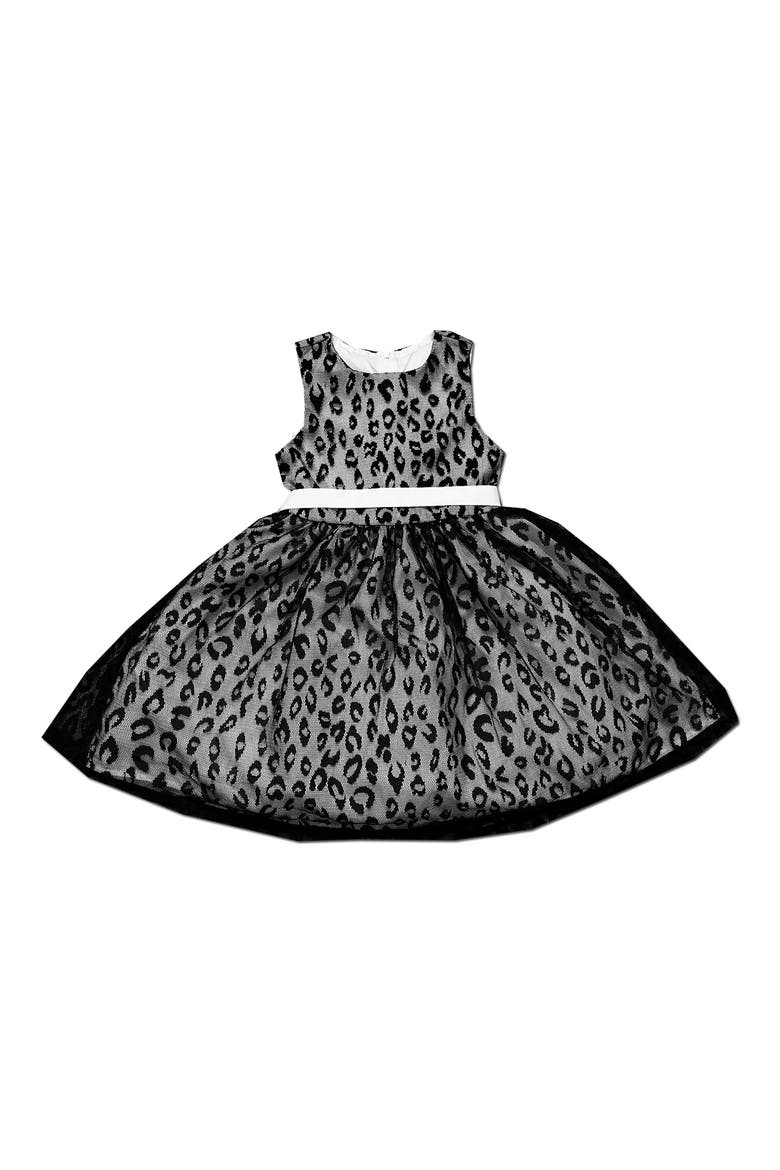 Kids' Leopard Mesh Dress, Main, color, BLACK