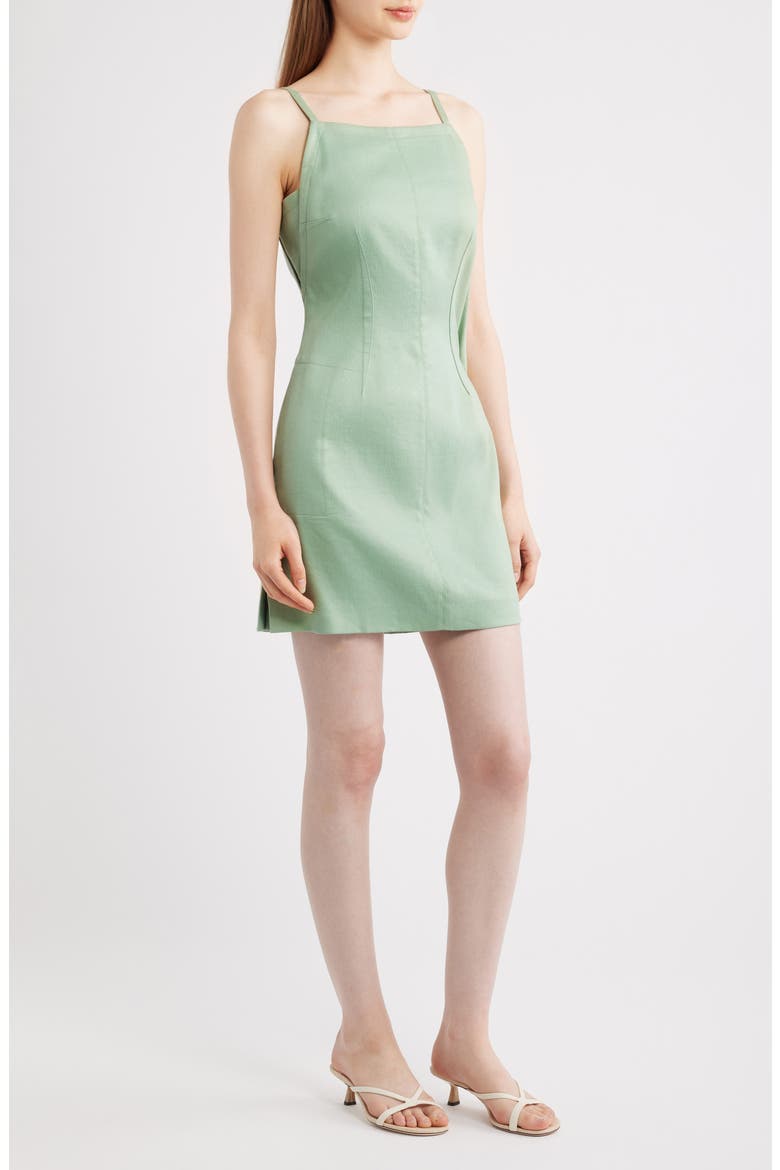 Apron Linen Blend Minidress, Alternate, color, DELICATE GREEN