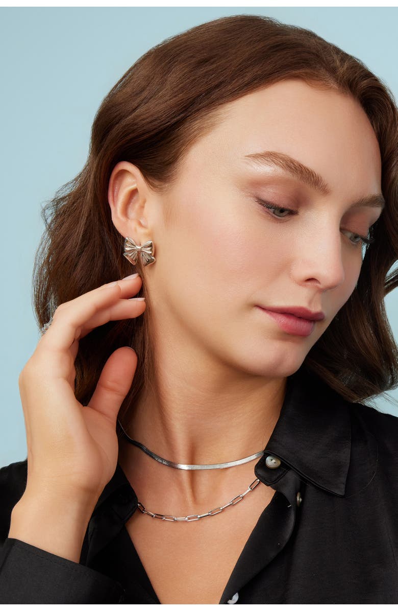 Oradina In The Present Studs in Sterling Silver, Alternate, color, Silver