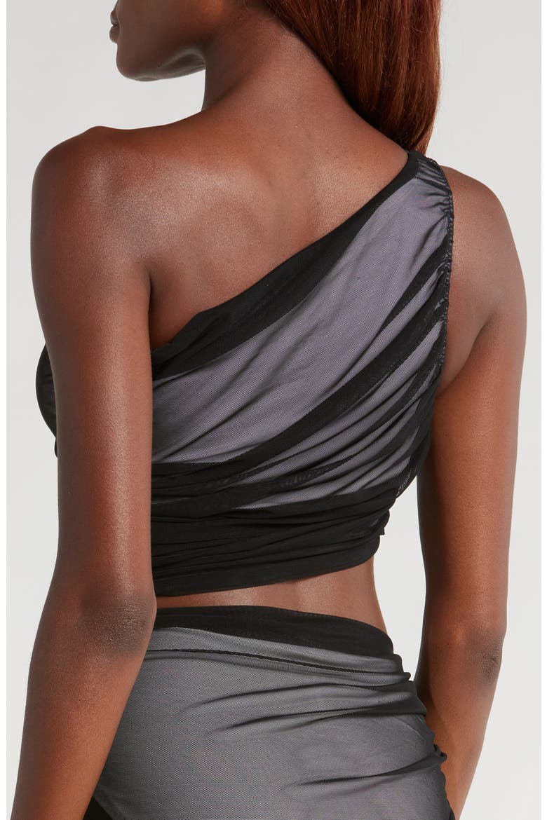 Diana One-Shoulder Swim Top, Alternate, color, BLACK/ SNOW WHITE