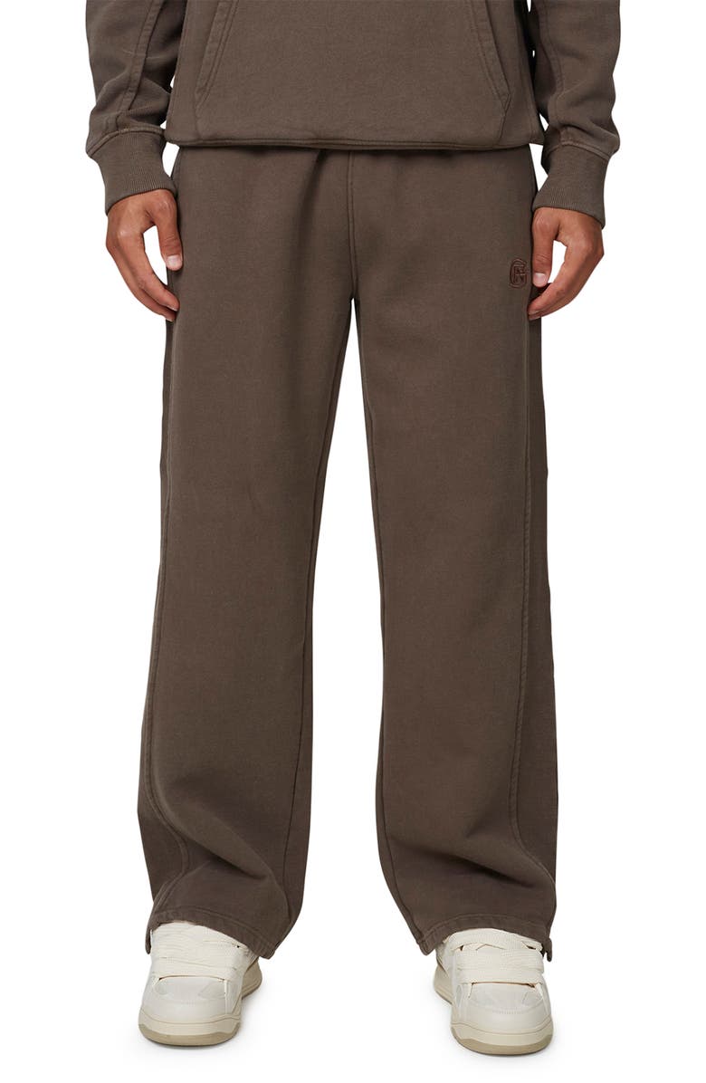 Good For Nothing Ribbed Emblem Split Hem Baggy Jogger, Main, color, Brown