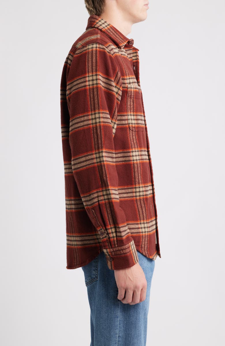 Schott NYC Plaid Flannel Button-Up Work Shirt, Alternate, color, Root Beer