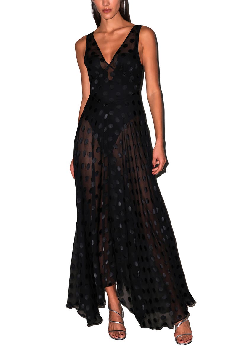Silk Dot Gown, Main, color, Black
