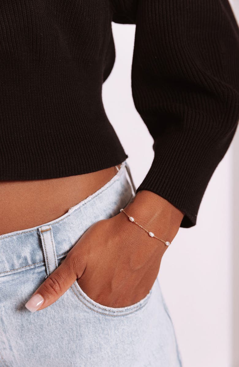 Set & Stones Madeline Freshwater Pearl Station Bracelet, Alternate, color, Gold