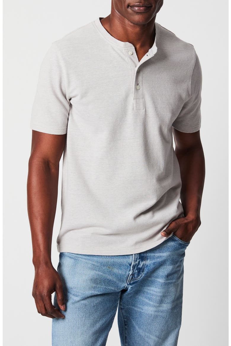 Short Sleeve Hemp & Cotton Henley, Main, color, SILVER