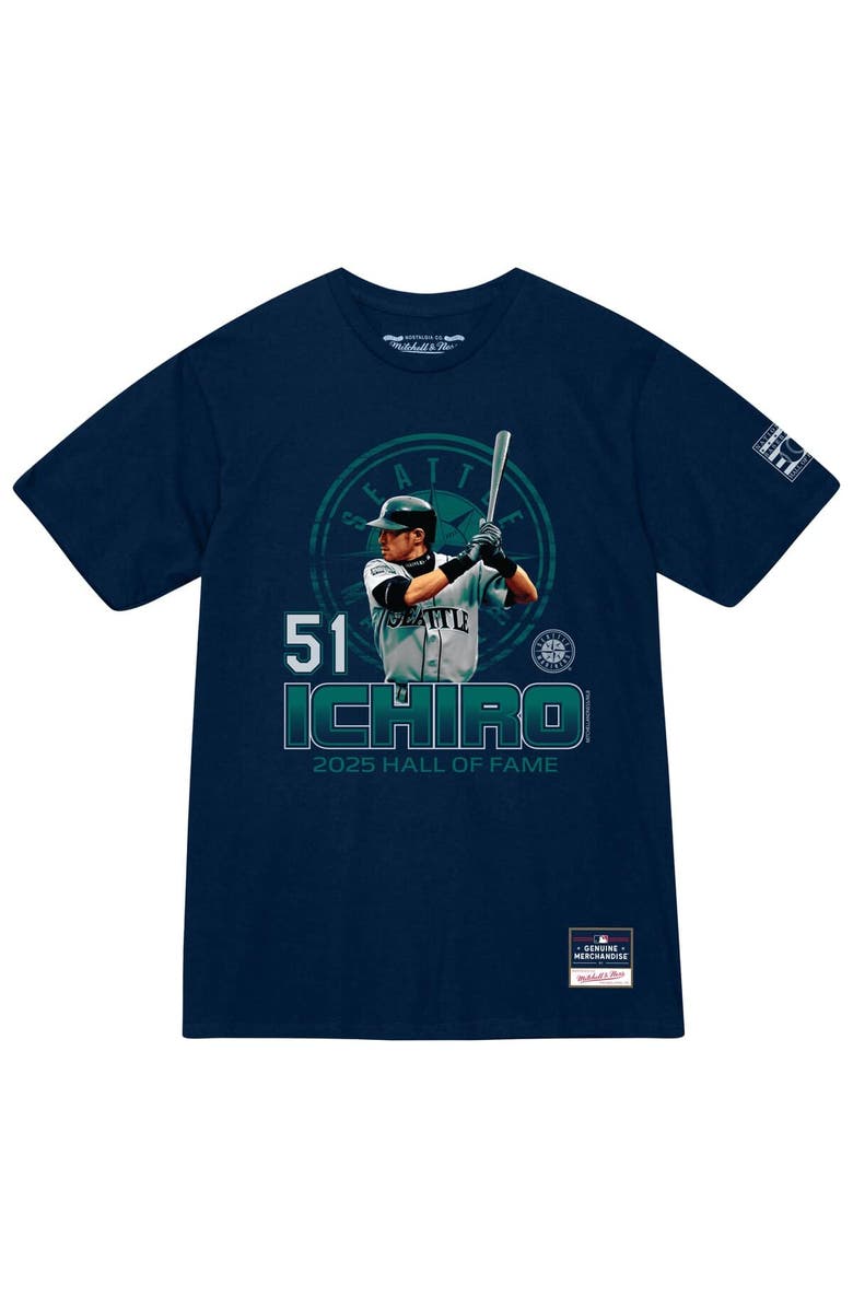 Mitchell & Ness Men's Mitchell & Ness Ichiro Suzuki Navy Seattle Mariners Hall of Fame Hitter T-Shirt, Alternate, color, Navy
