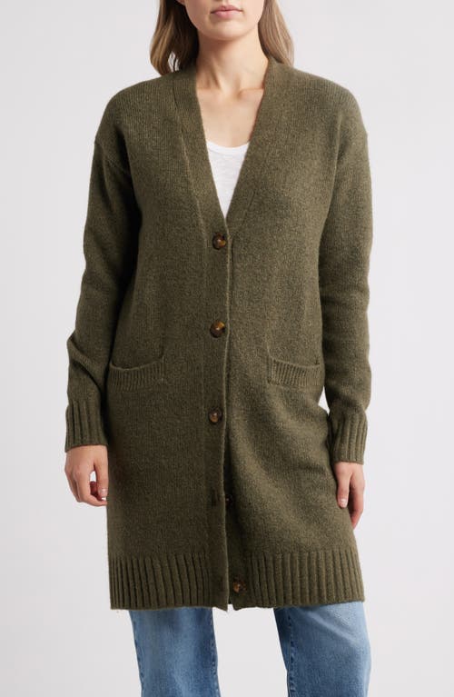 Caslonr Caslon(r) Easy Long Cozy Cardigan In Olive Sarma