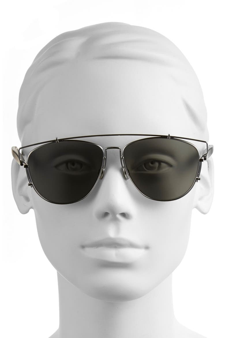 Technologic 57mm Brow Bar Sunglasses, Alternate, color, PALLADIUM/ BLACK/ GREY/ SILVER