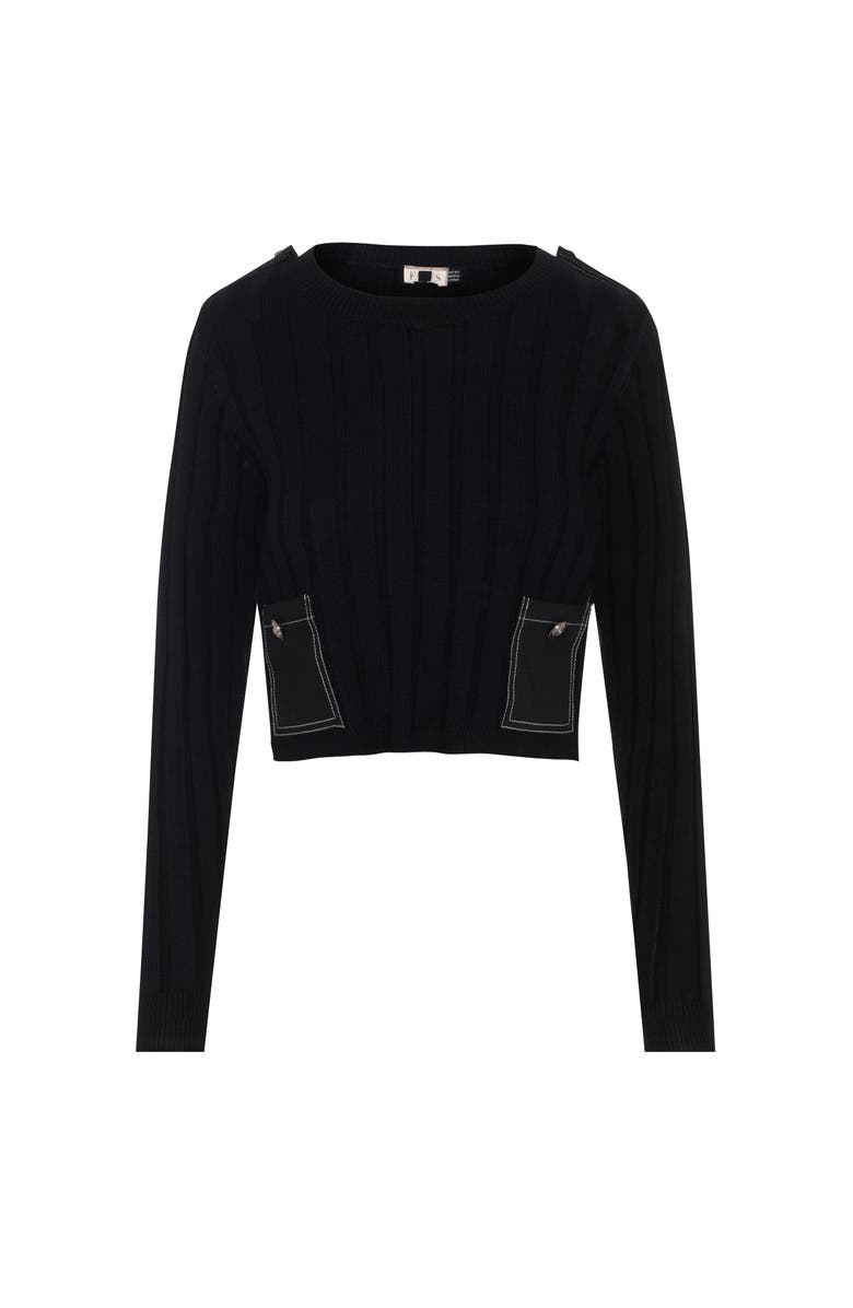 Faves Ribbed Knit Patch Pocket Sweater, Main, color, Black