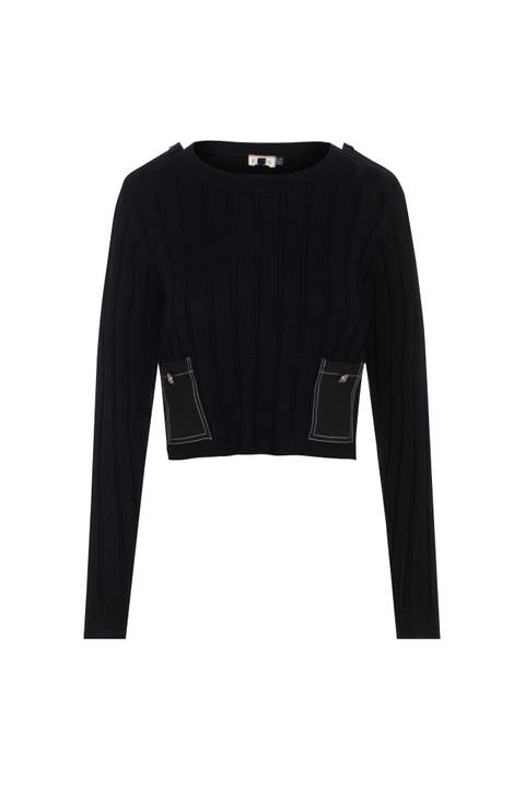 Ribbed Knit Patch Pocket Sweater