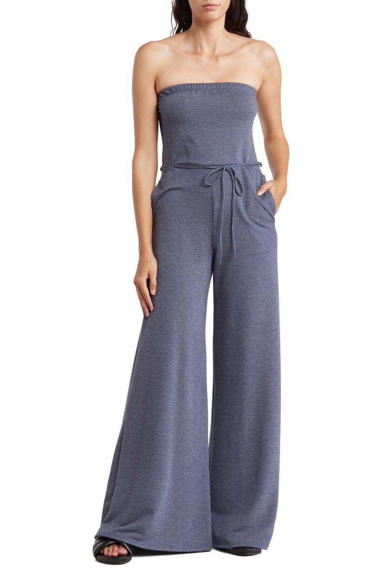 Strapless Tube Jumpsuit, Main, color, NAVY