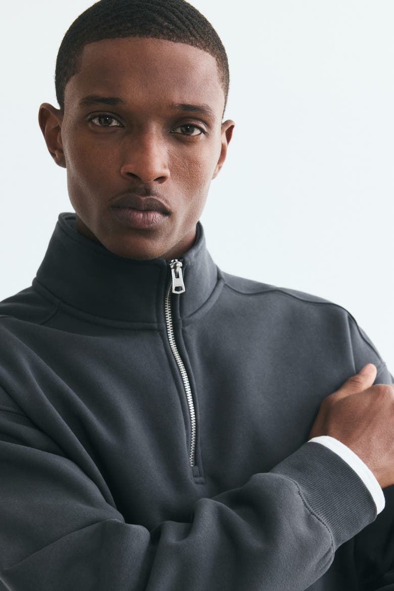 Loose Fit Zip-top Sweatshirt, Alternate, color, Dark gray