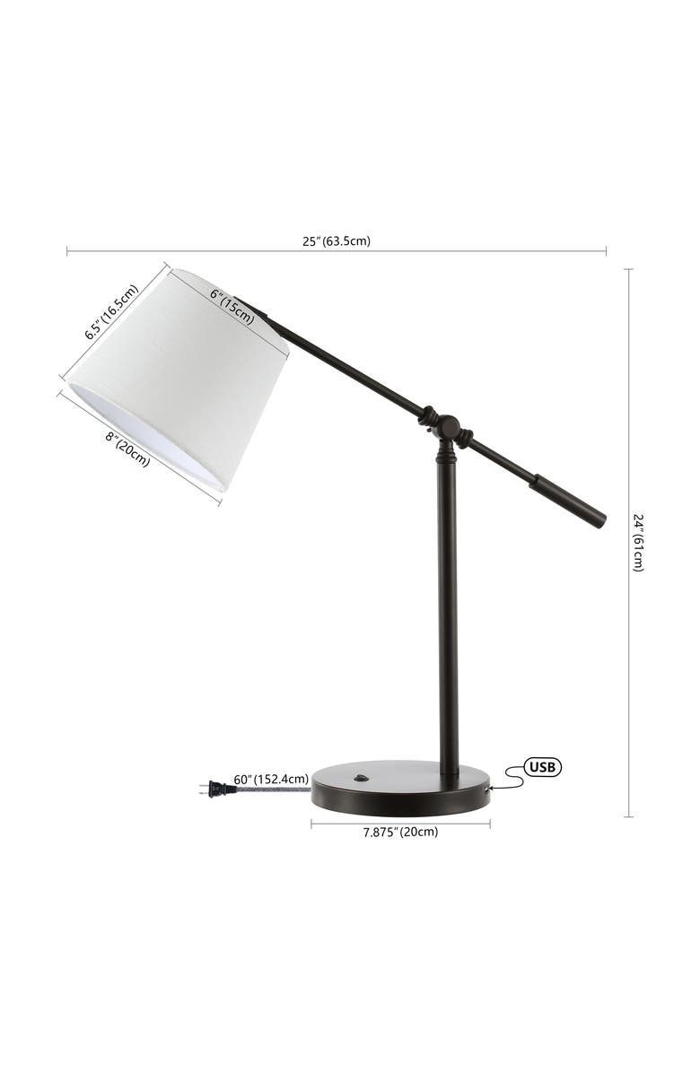 JONATHAN Y Troy 24" Classic Contemporary Iron LED Task Lamp with USB Charging Port, Oil Rubbed Bronze, Alternate, color, Oil Rubbed Bronze