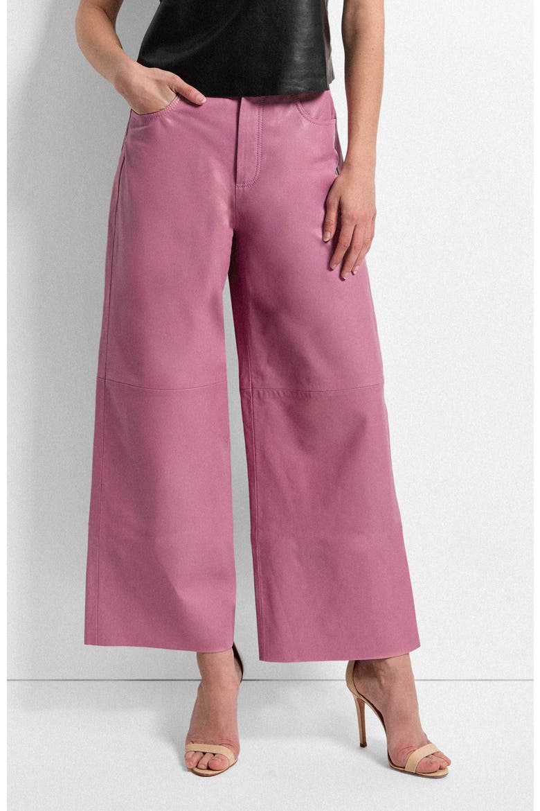 Ruby Leather Wide Leg Jeans, Alternate, color, Mauve