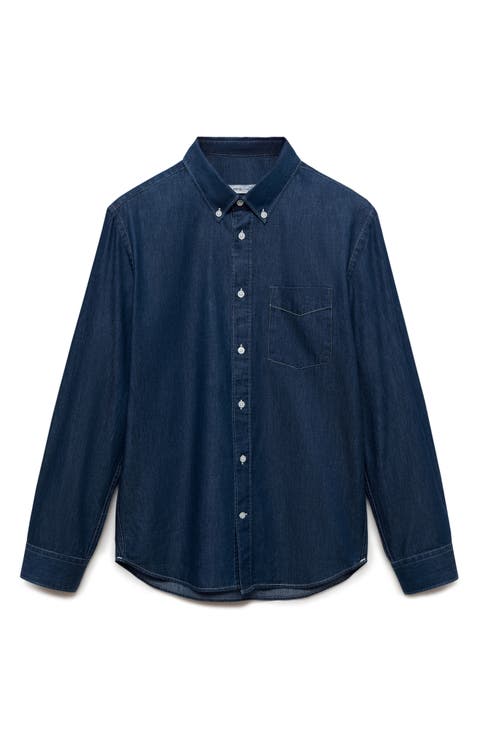 Slim Fit Cotton Chambray Button-Down Shirt