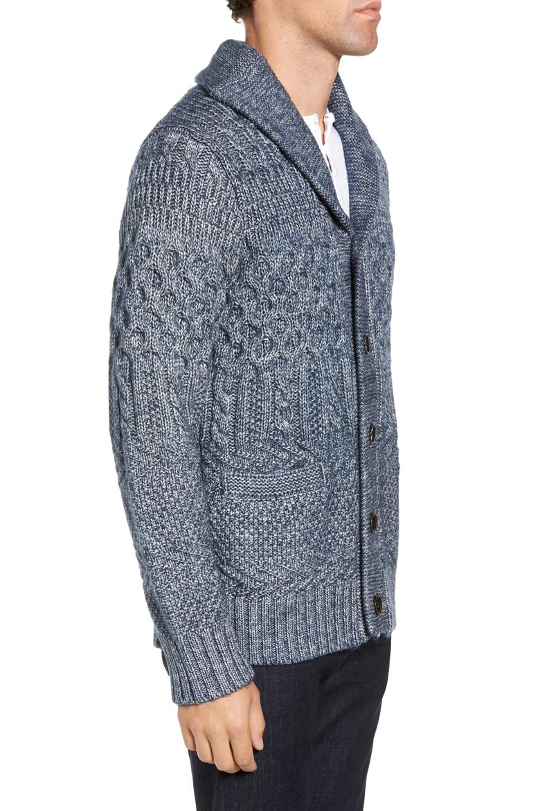 Cable Knit Cardigan, Alternate, color, BLUE