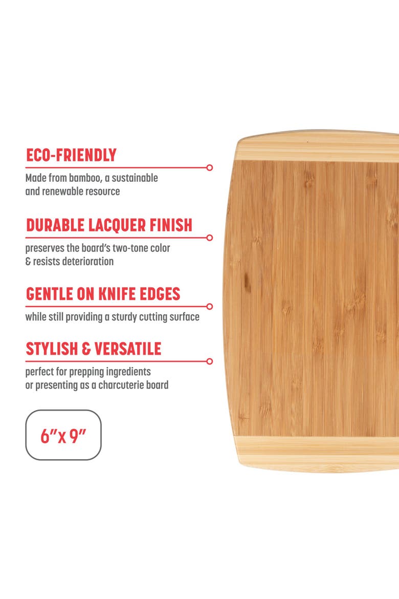 Small Burnished Cutting Board, 6x9 Inches, Alternate, color, Bamboo