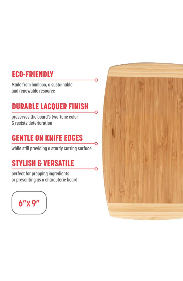 JOYCE CHEN Small Burnished Cutting Board, 6x9 Inches, Alternate, color, Bamboo