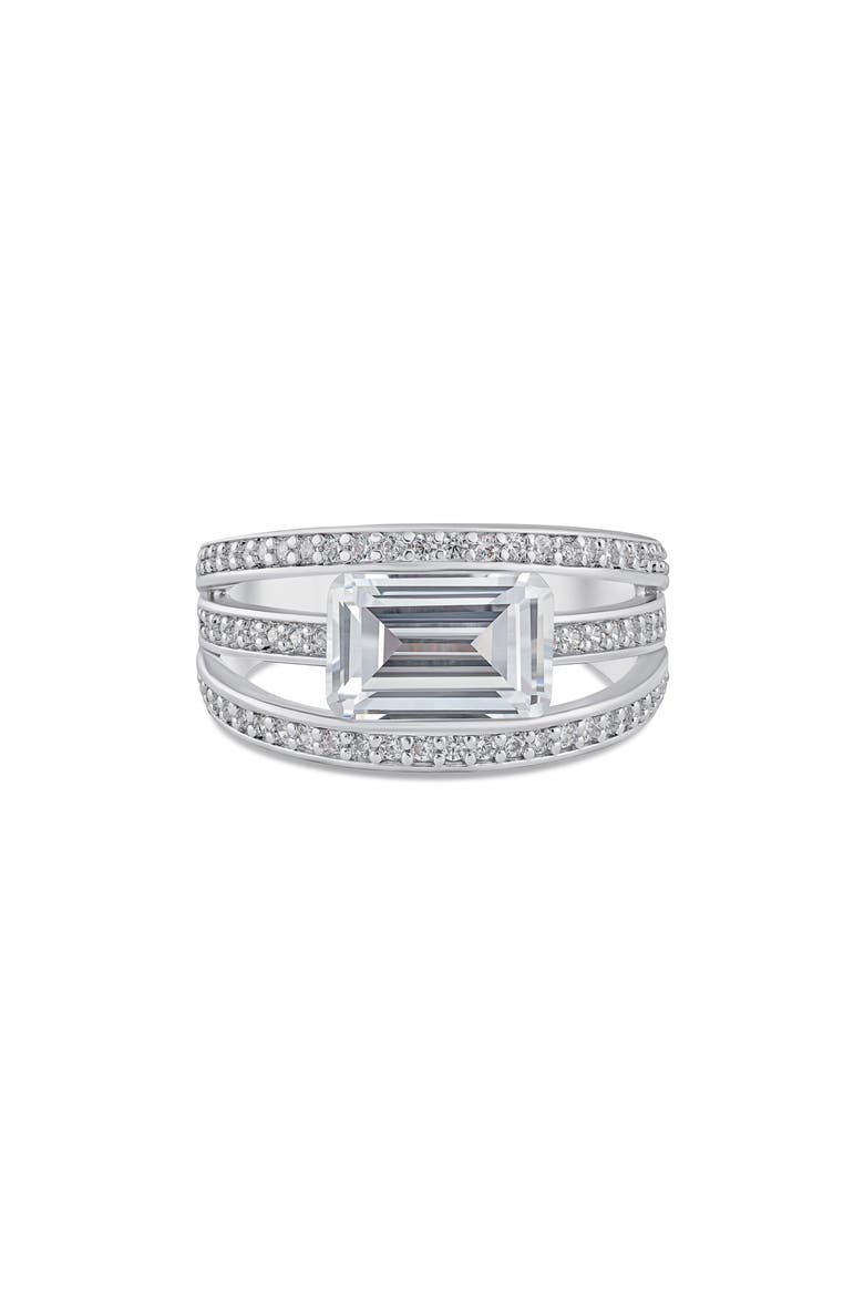 Pavé Three-Row Ring, Main, color, CLEAR/ SILVER