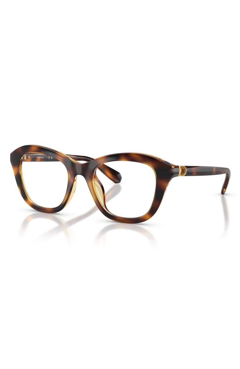Swarovski 50mm Small Cat Eye Optical Glasses, Alternate, color, Havana / Demo Lens
