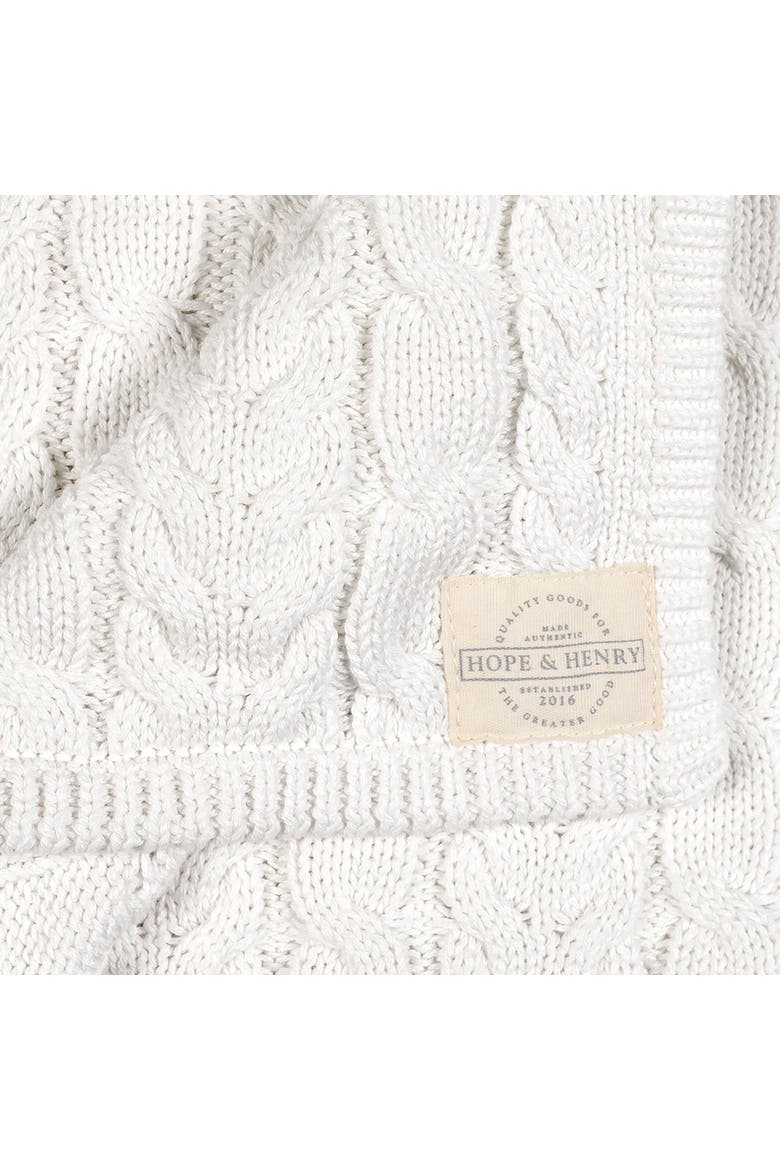 0 Organic Cable Knit Baby Blanket Unisex, Alternate, color, Soft White Cable