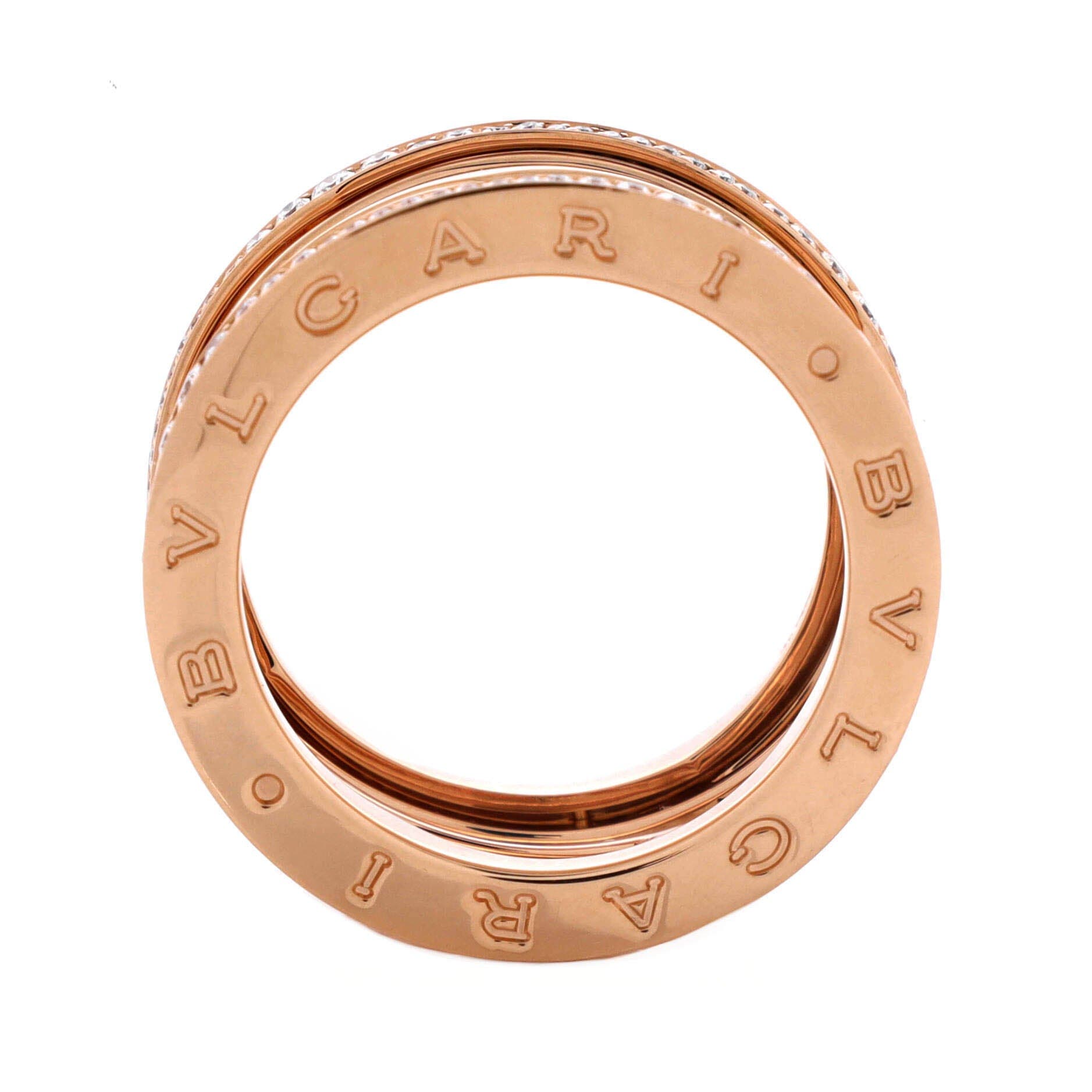 B.Zero1 Design Legend Zaha Hadid Four Band Ring 18K Rose Gold with Diamonds, Alternate, color, Metallic Gold