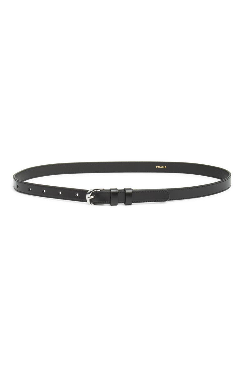Twist Buckle Leather Belt, Main, color, NOIR