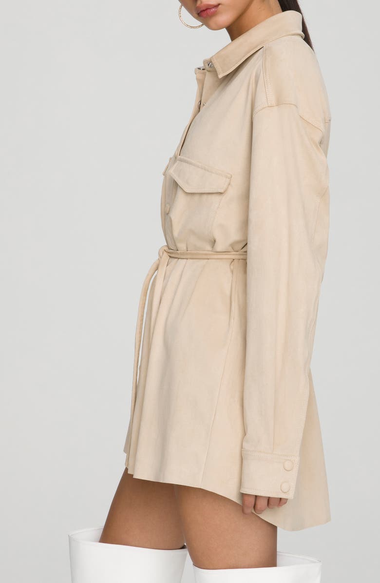 Good American Belted Shirt Jacket, Alternate, color, Taupe001