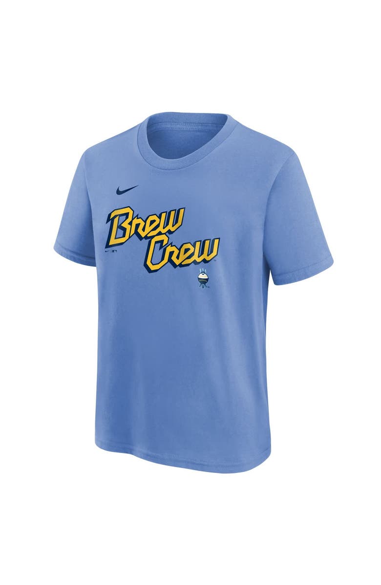 Nike Youth Nike  Powder Blue Milwaukee Brewers City Connect Wordmark T-Shirt, Alternate, color, 