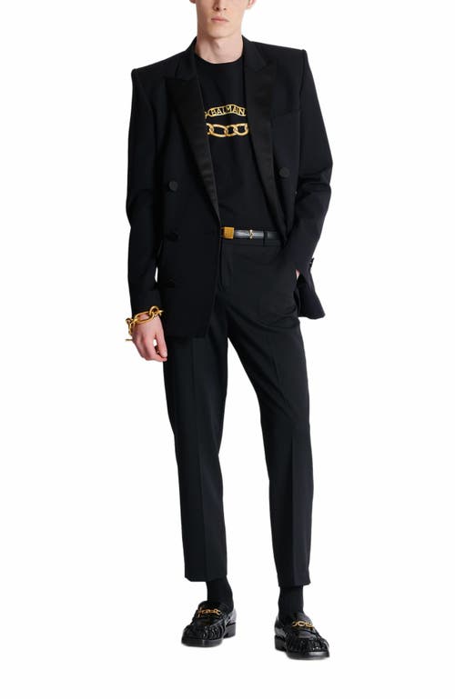 Balmain Black Crewneck T-shirt With Logo Print On The Front In Black