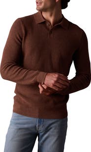The Normal Brand Robles Long Sleeve Waffle Cotton Polo Sweater