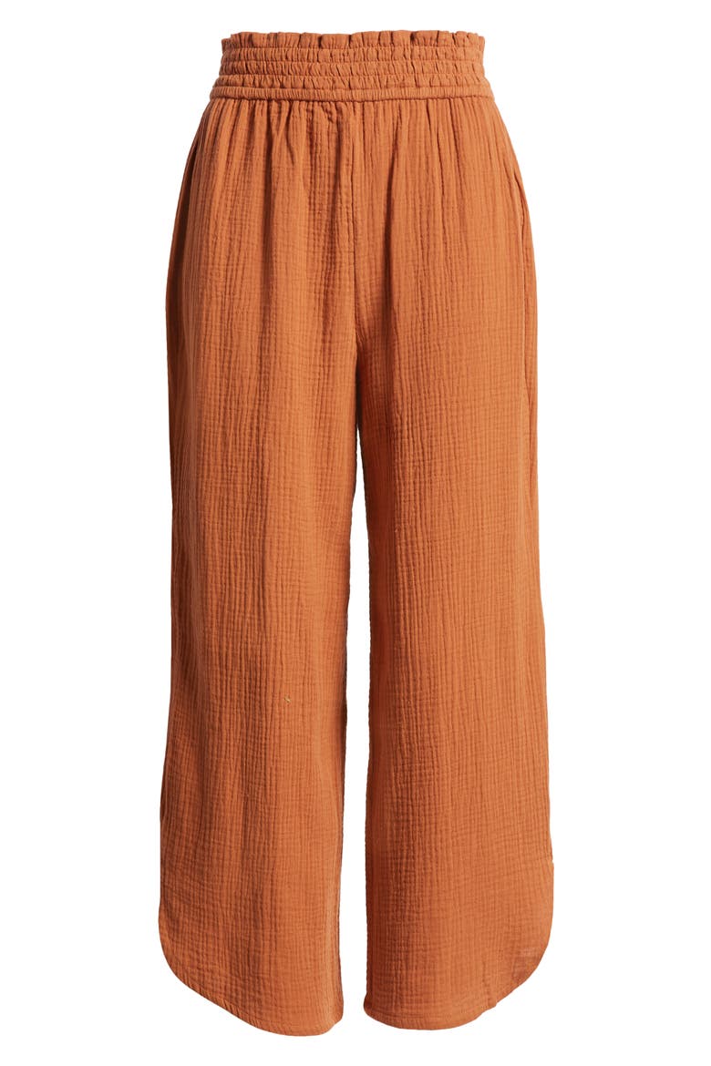 Corinne Wide Leg Cotton Gauze Pants, Alternate, color, SIERRA