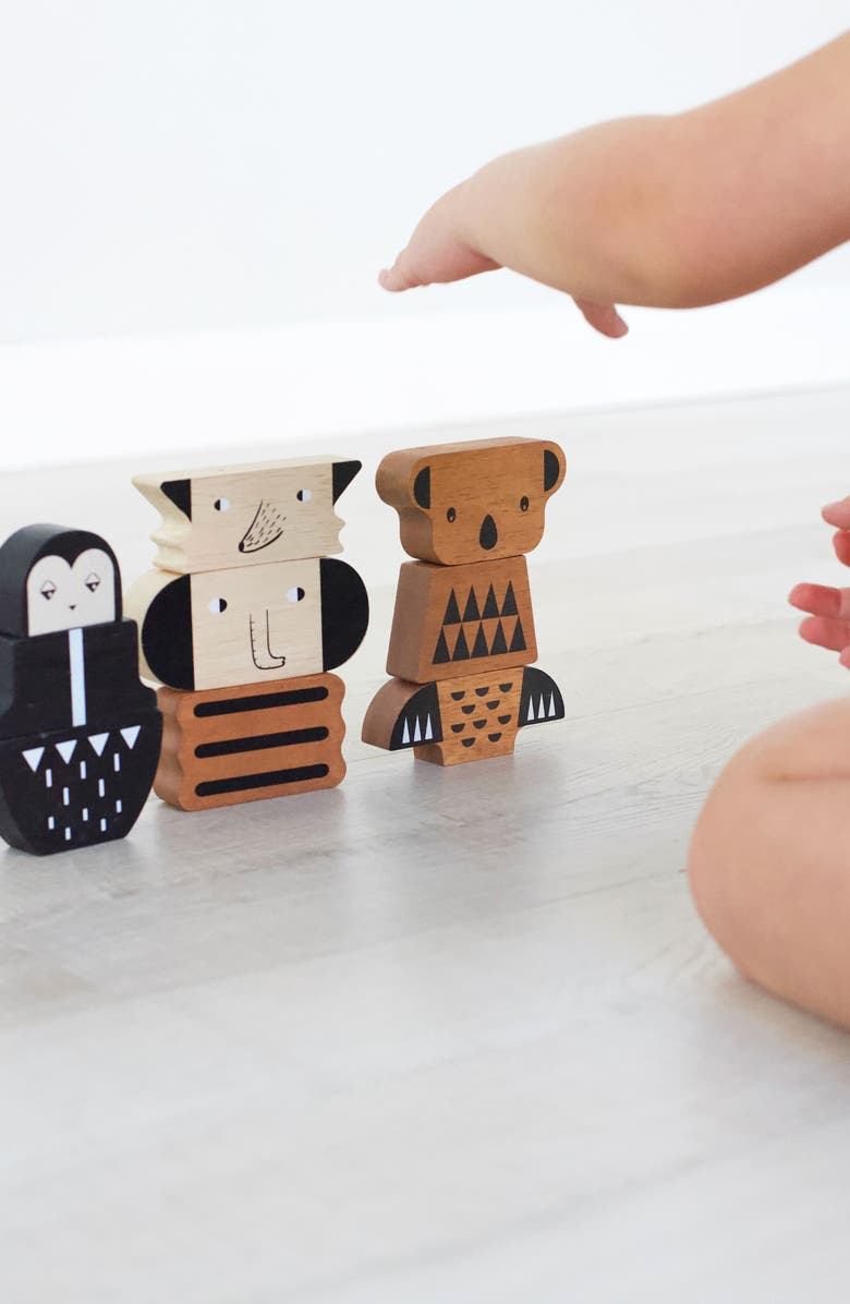 Wee Gallery Woodland Memory Game and Animal Building Tower Bundle, Alternate, color, Woodland