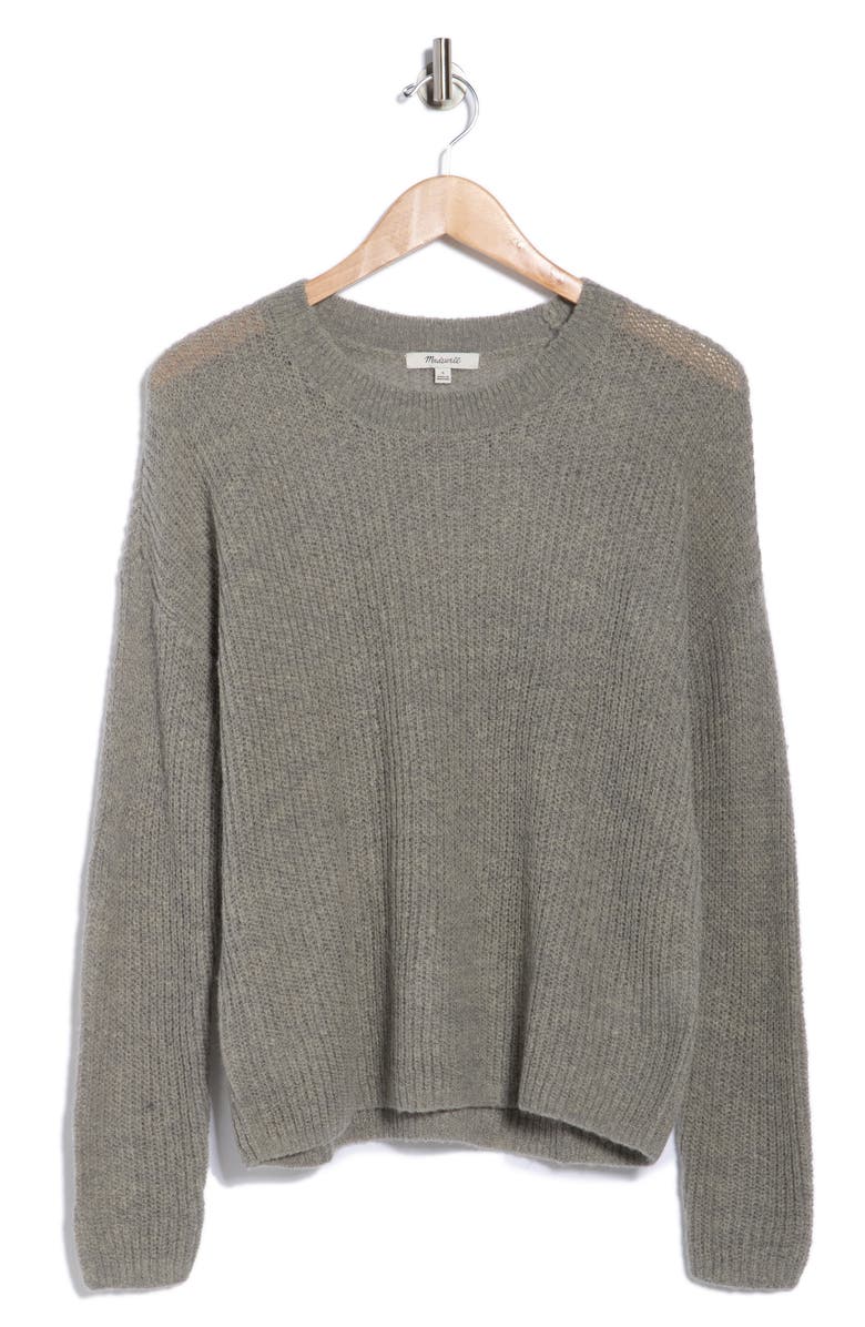 Madewell Ribbed Crewneck Sweater, Alternate, color, Heather Ash