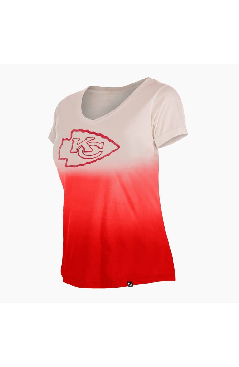 New Era Women's New Era Red Kansas City Chiefs Dip Dye V-Neck T-Shirt, Alternate, color, 