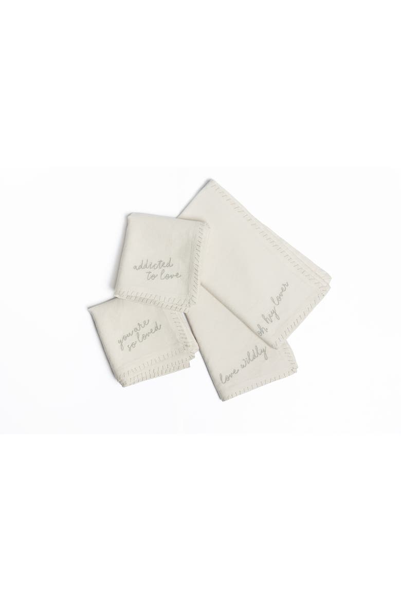 Love Notes Embroidered Napkin Set of Four, Alternate, color, Natural