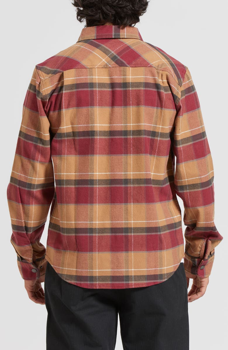 Brixton Builder's Bowery Standard Fit Plaid Flannel Water Repellent Snap-Up Shirt, Alternate, color, 