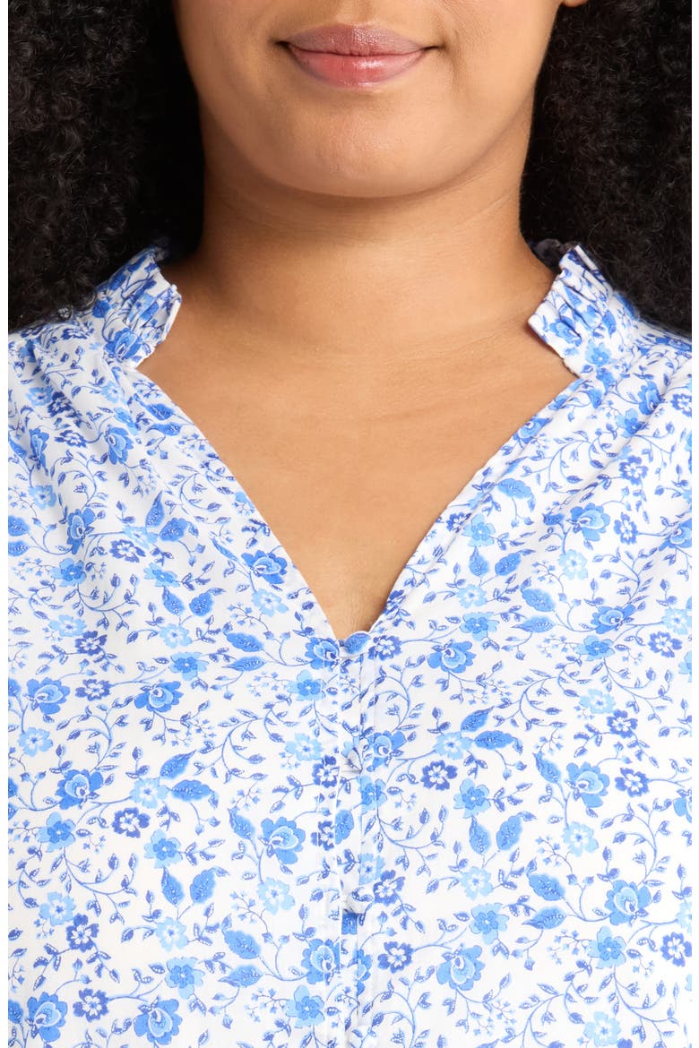 Maisie Idara Floral Puff Sleeve Top, Alternate, color, WHITE/ BLUE COMBO