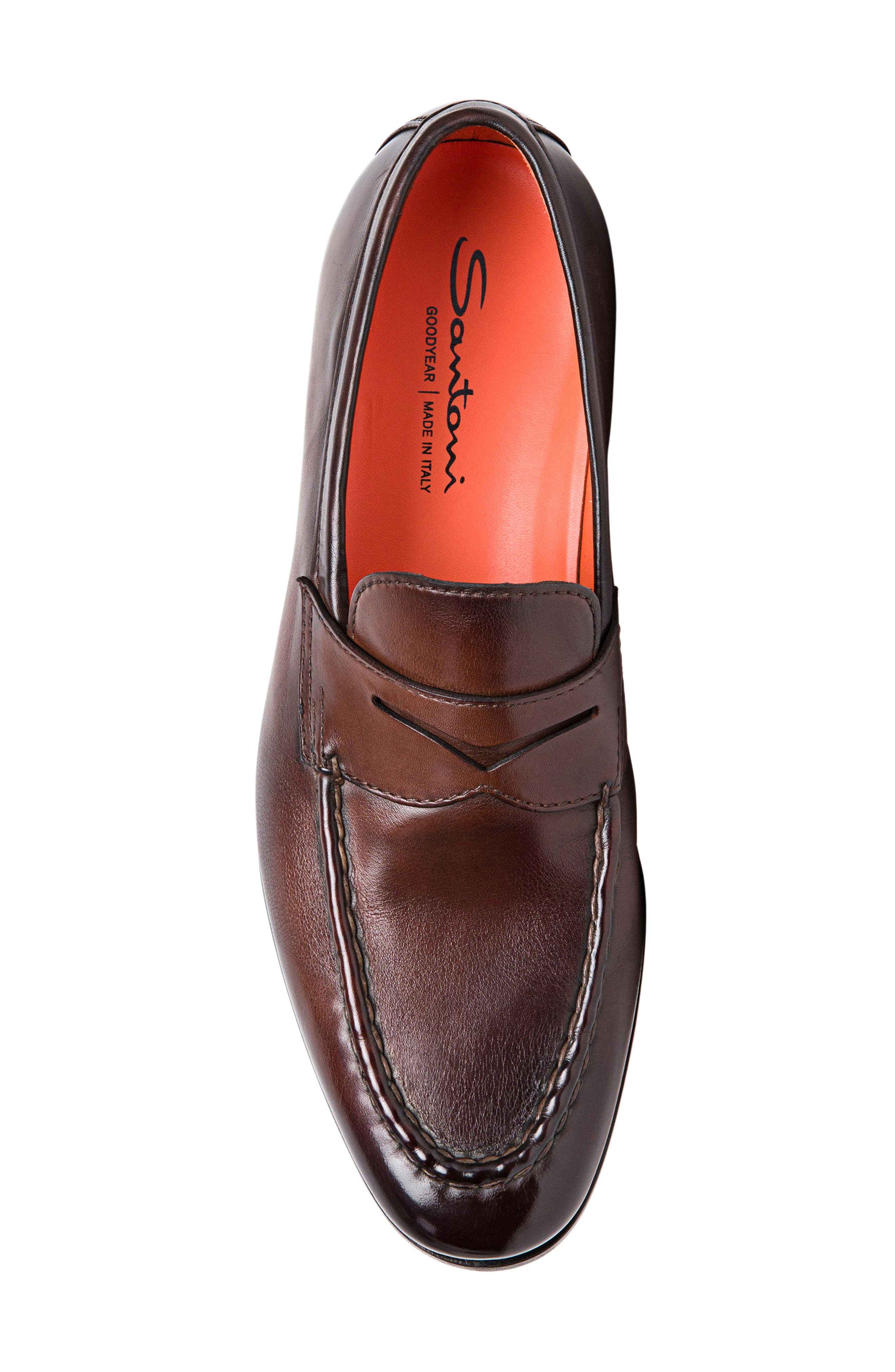Santoni Door Penny Loafer, Alternate, color, Brown