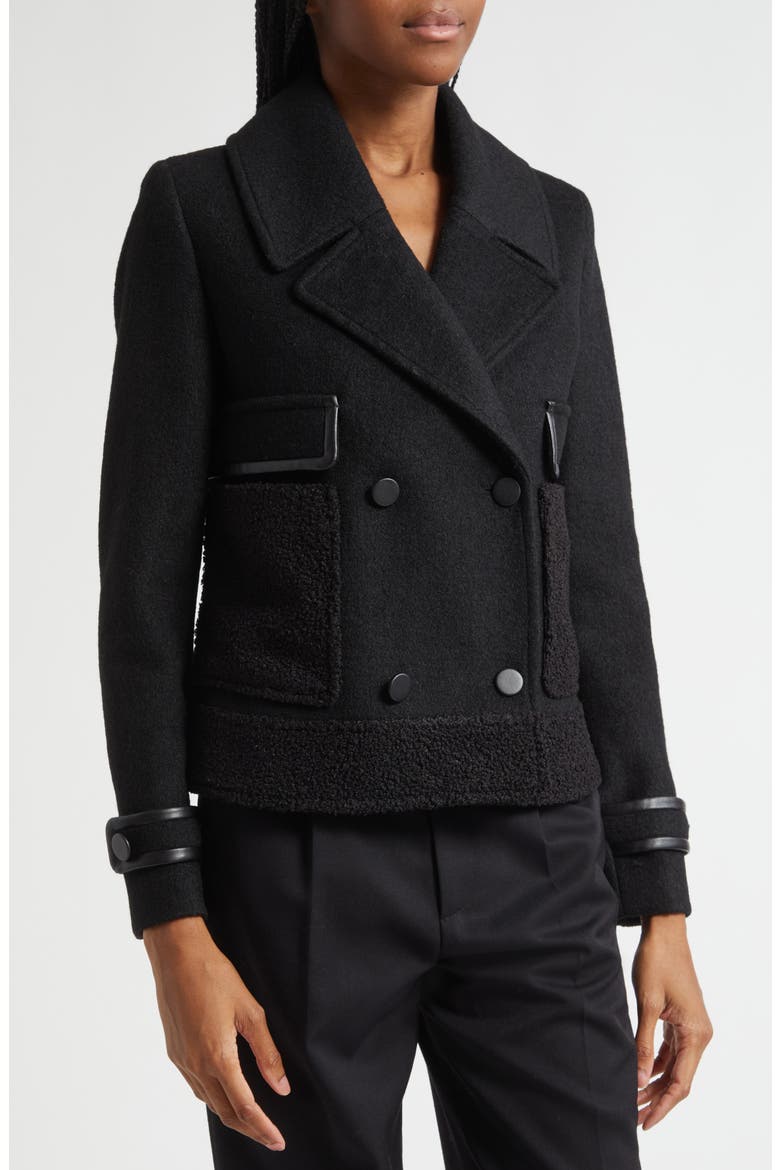 Double Breasted Bouclé Jacket, Alternate, color, SOLID BLACK