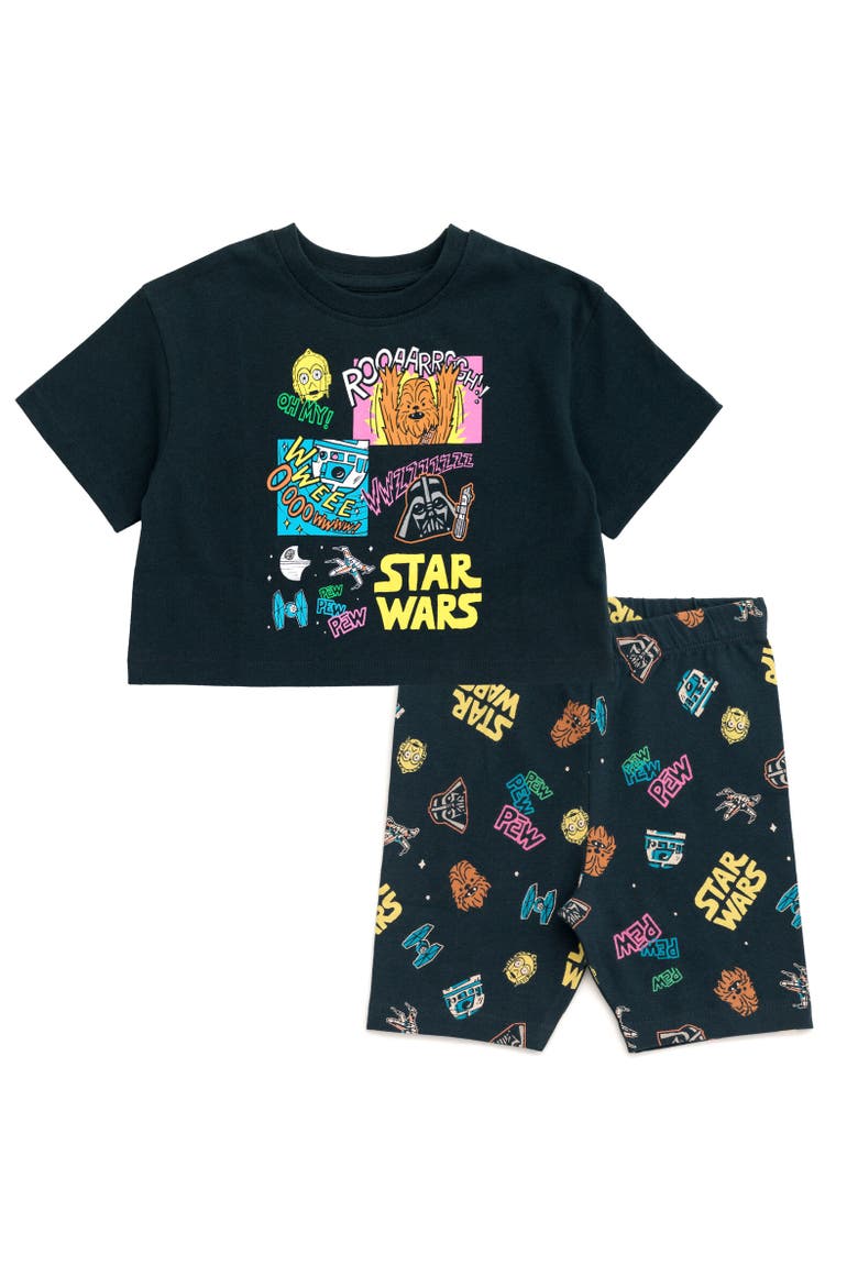 T-Shirt & Bike Shorts Set, Main, color, Black