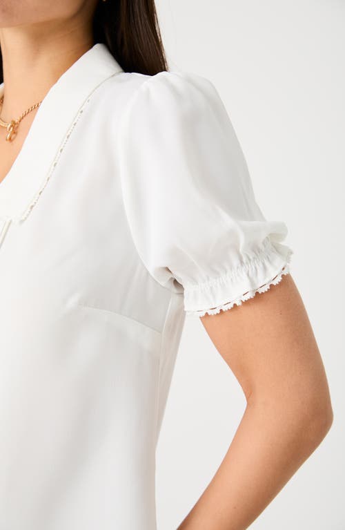 French Connection Lace Trim Short Sleeve Button-up Shirt
