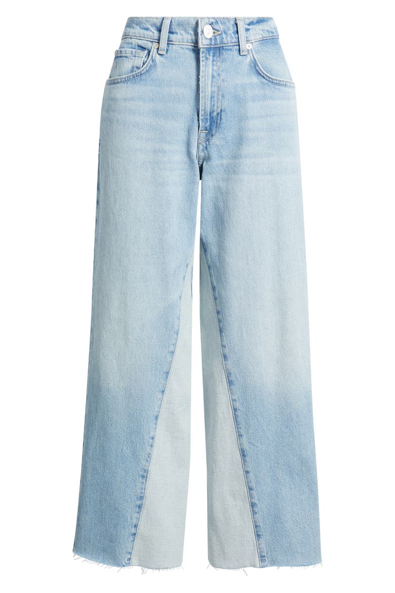 Stovepipe Two-Tone High Waist Ankle Straight Leg Jeans, Alternate, color, SEABREEZE