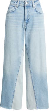 7 For All Mankind Stovepipe Two-Tone High Waist Ankle Straight Leg Jeans