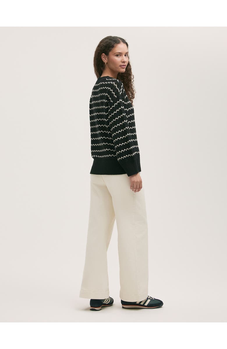 Finery London Sansa Long Sleeve Crochet Sweater, Alternate, color, Black