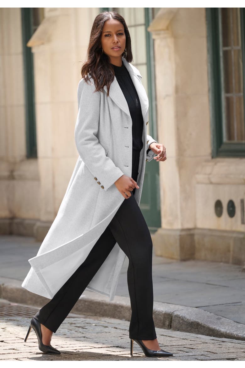 Plus Size Long Tailored Wool Blend Coat, Alternate, color, DEEP TEAL