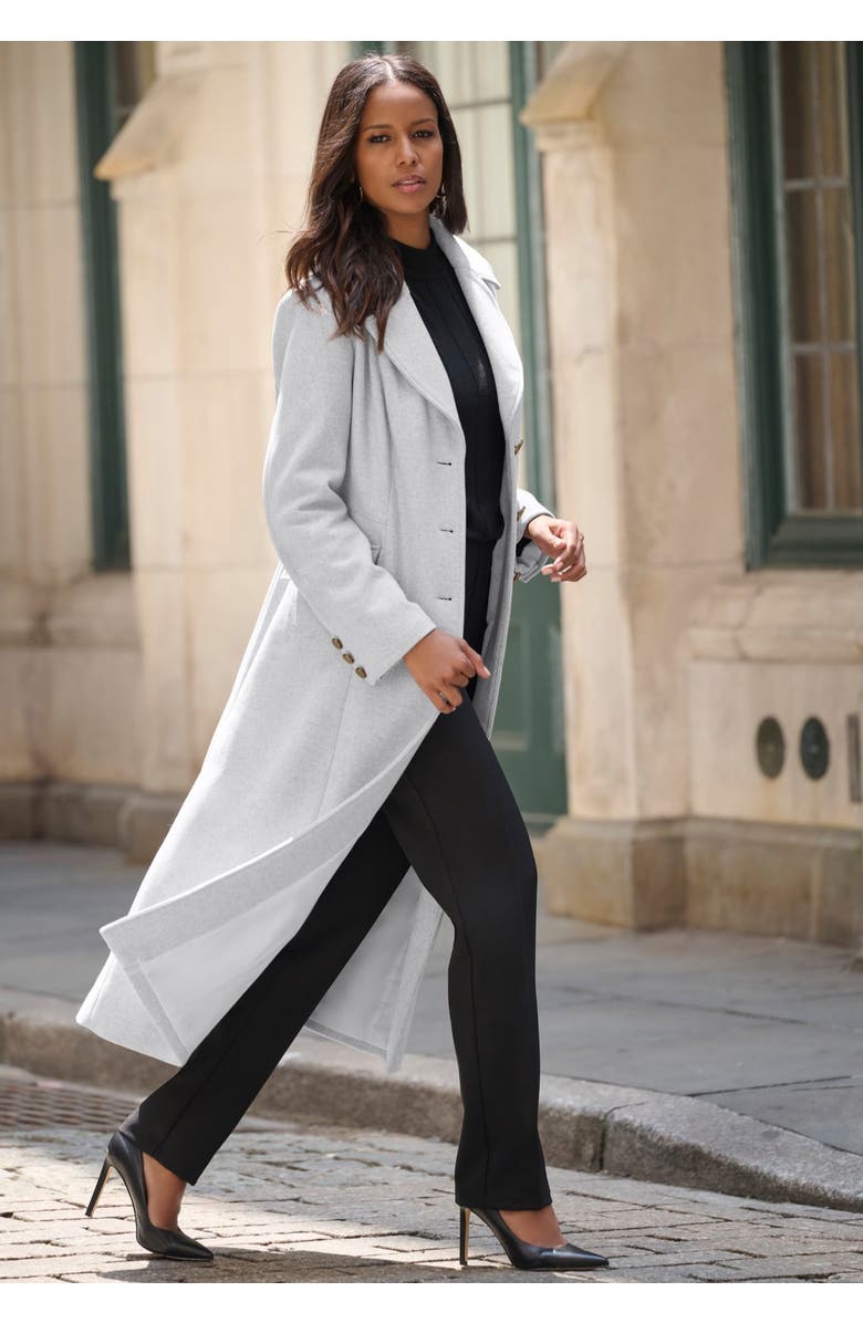 Roaman's Plus Size Long Tailored Wool Blend Coat, Alternate, color, Deep Teal