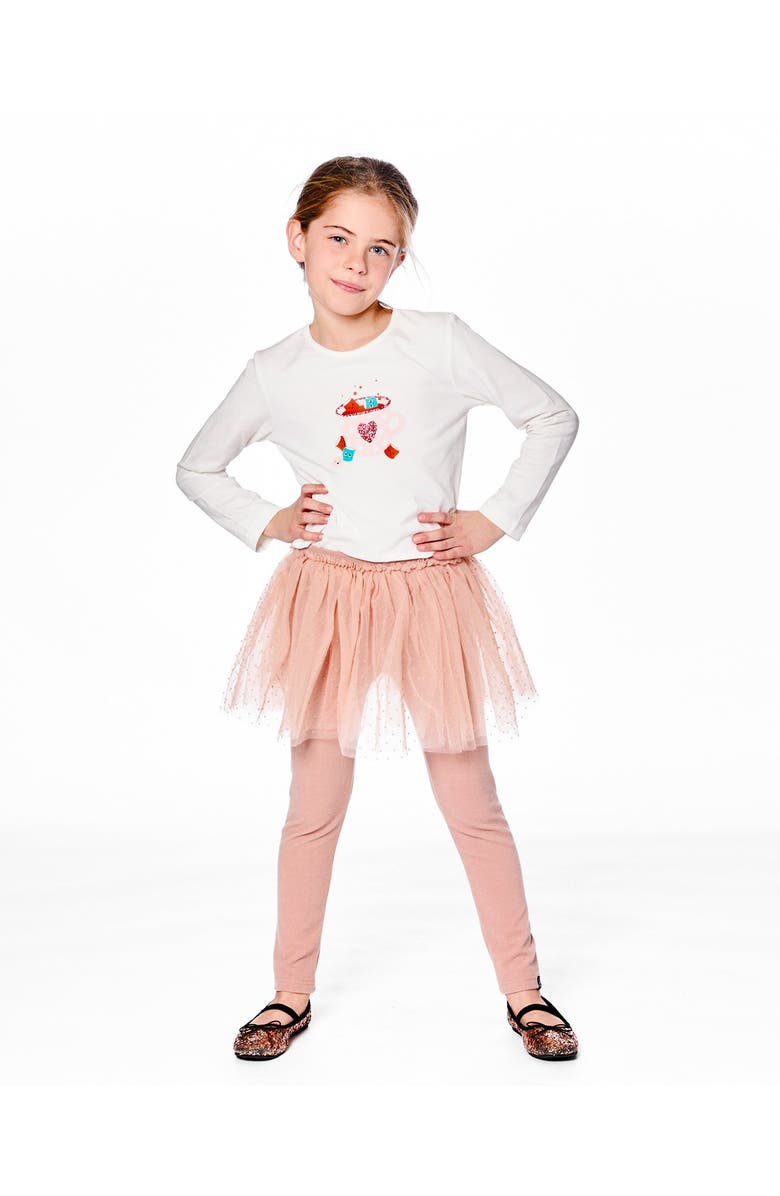 Deux par Deux Leggings with Tulle Skirt, Main, color, Dusty Pink