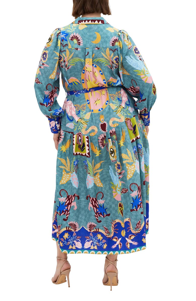 City Chic Calista Mixed Print Long Sleeve Maxi Shirtdress, Alternate, color, Mystic Gaze